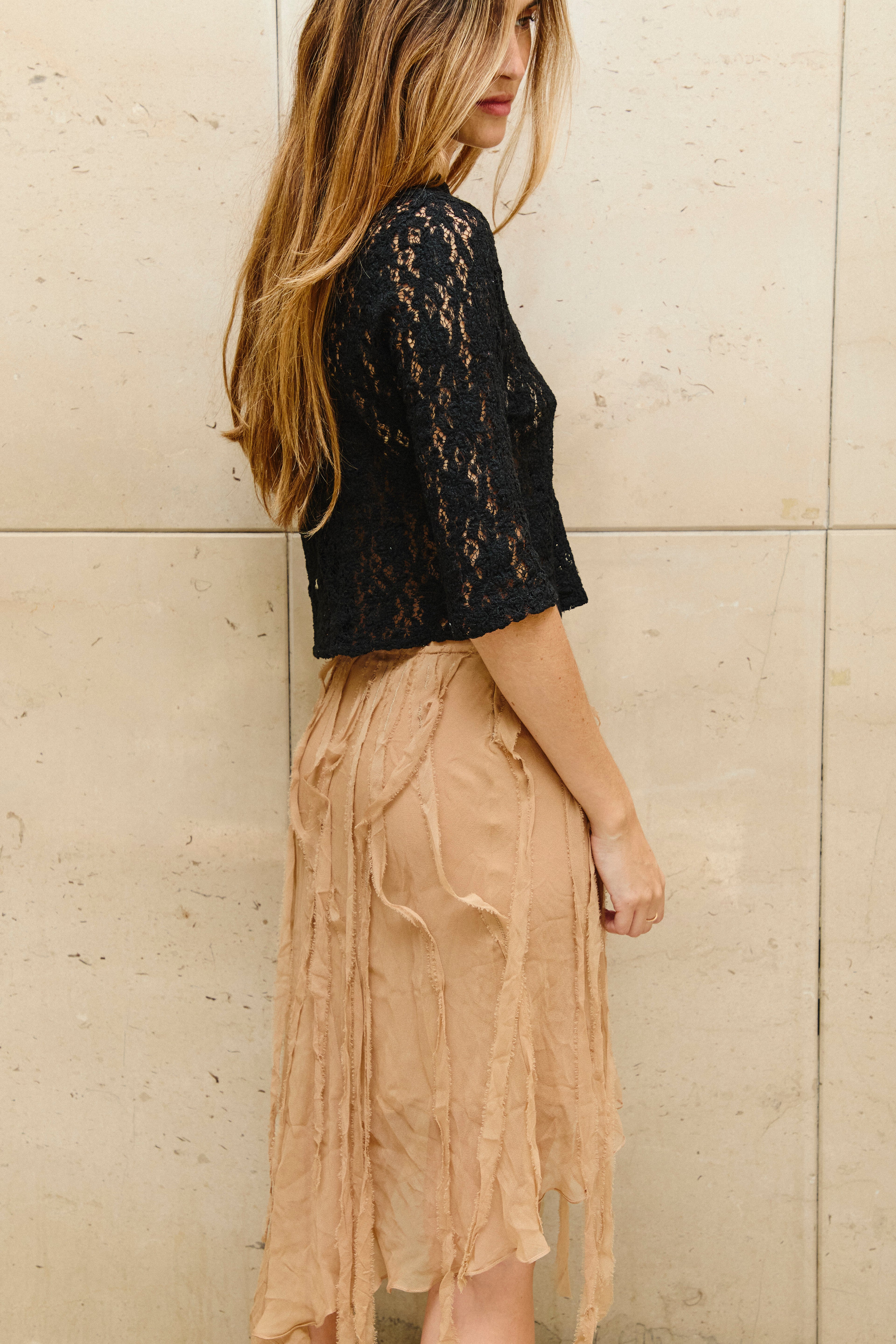 Couture silk midi skirt