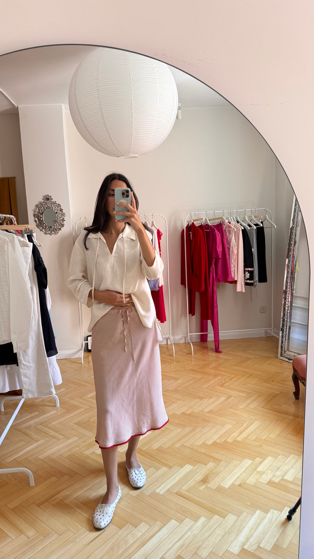 Silk midi skirt