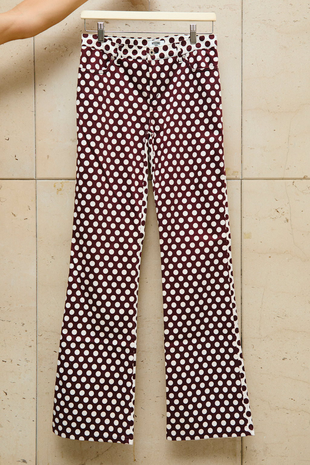 Polka dot flared trousers