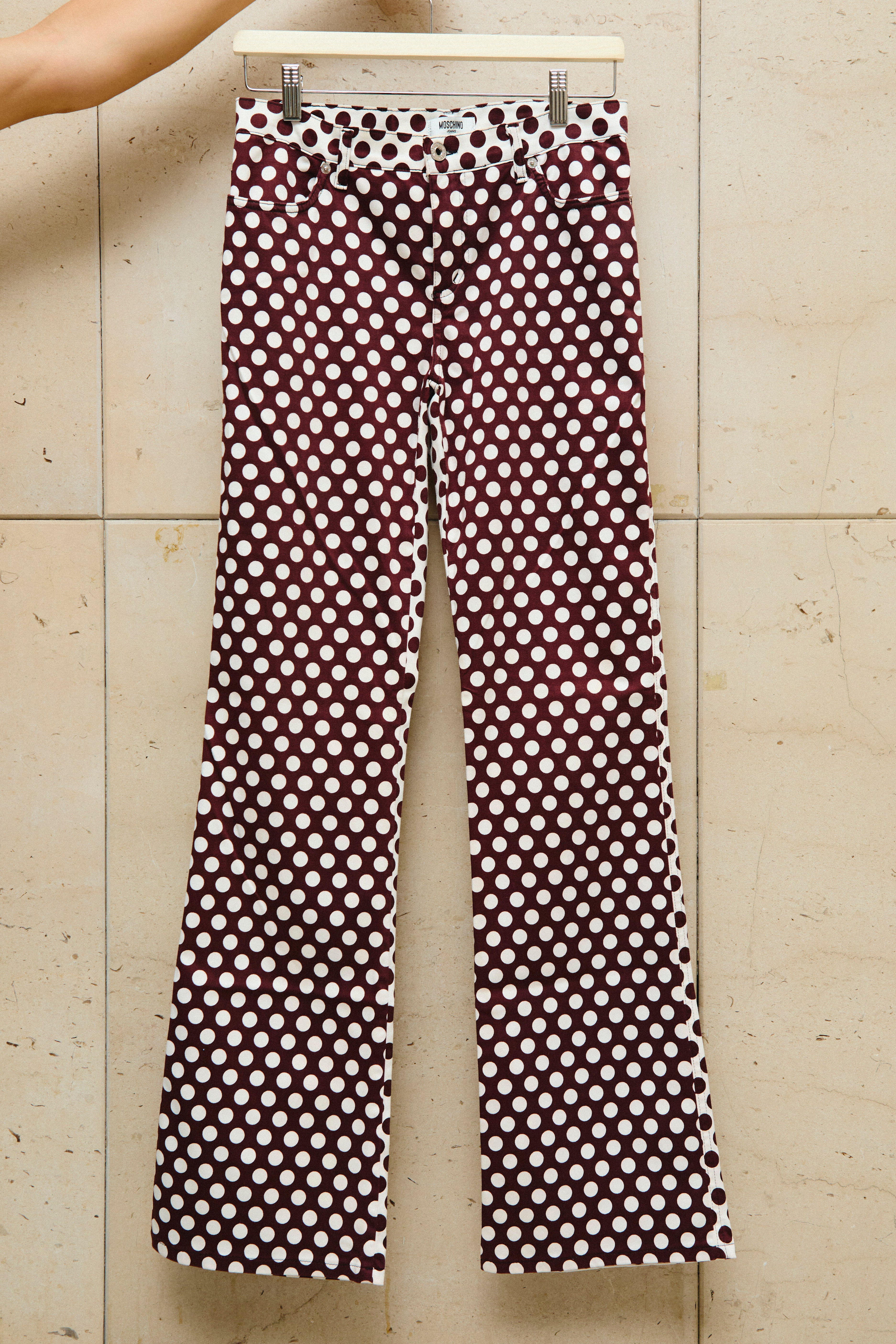 Polka dot flared trousers