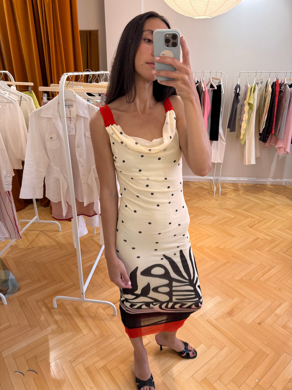 Fuzzi dotted mesh dress
