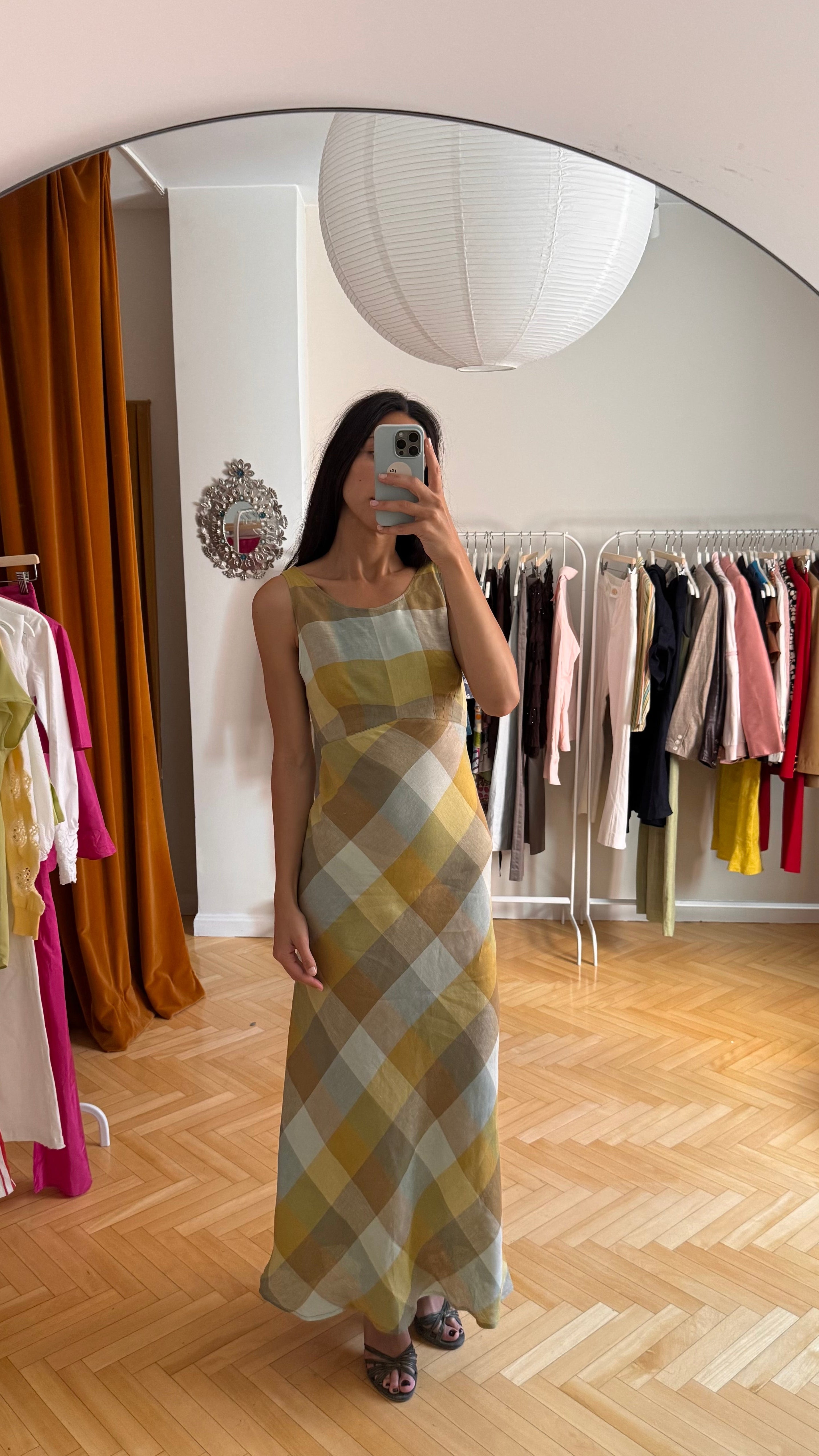 Cacharel checkered linen dress – Lila Archive