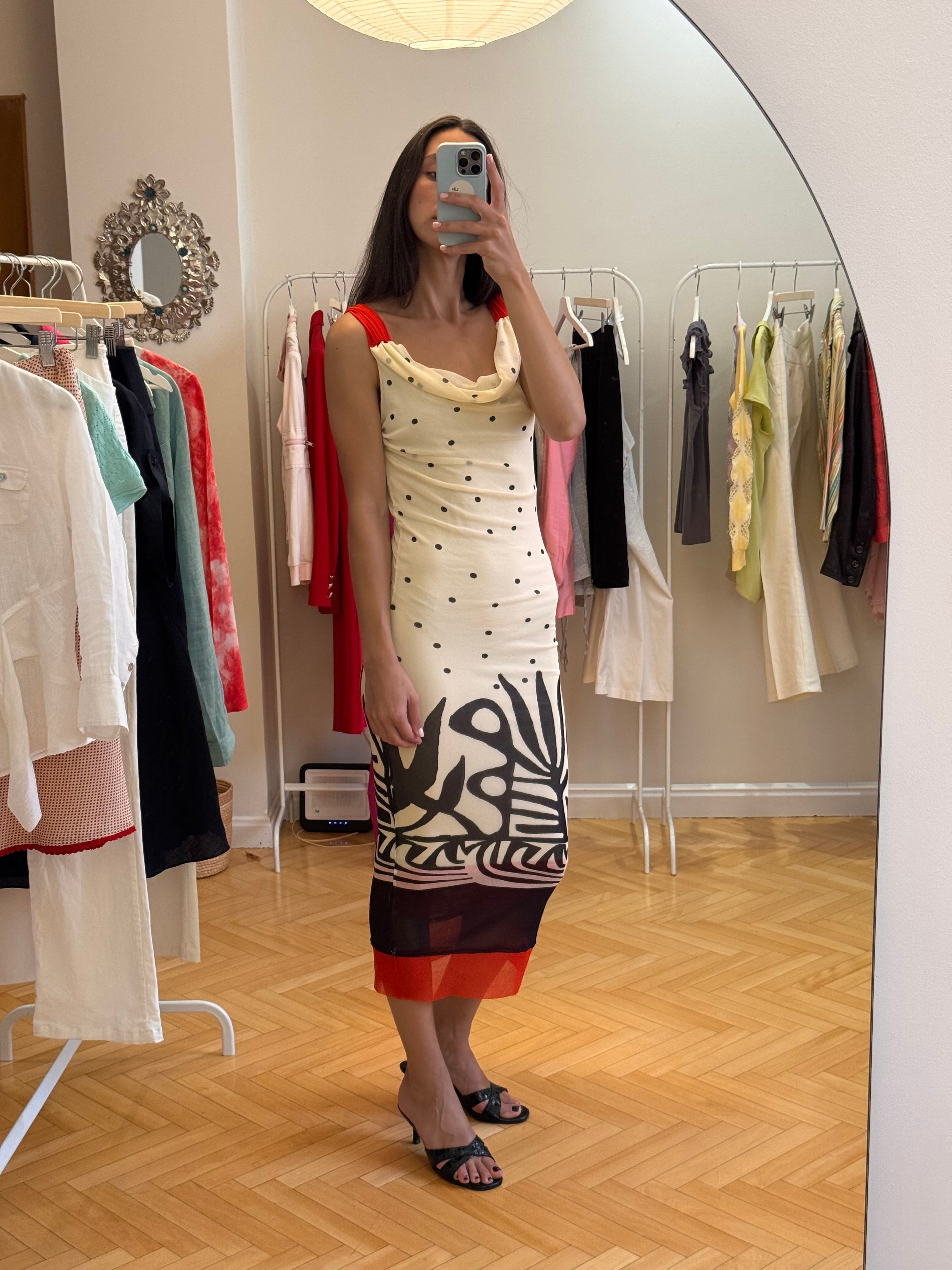 Fuzzi dotted mesh dress
