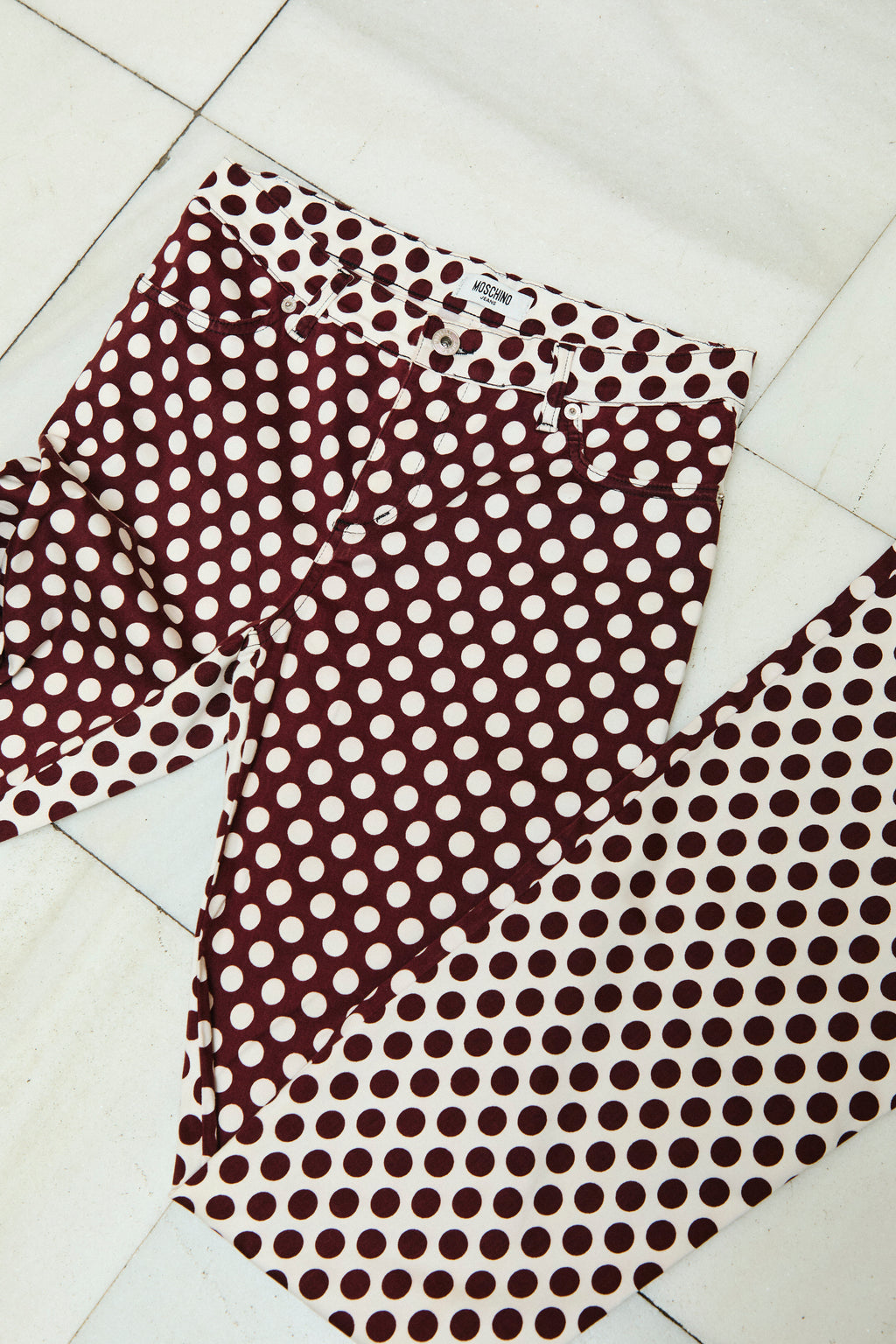 Polka dot flared trousers