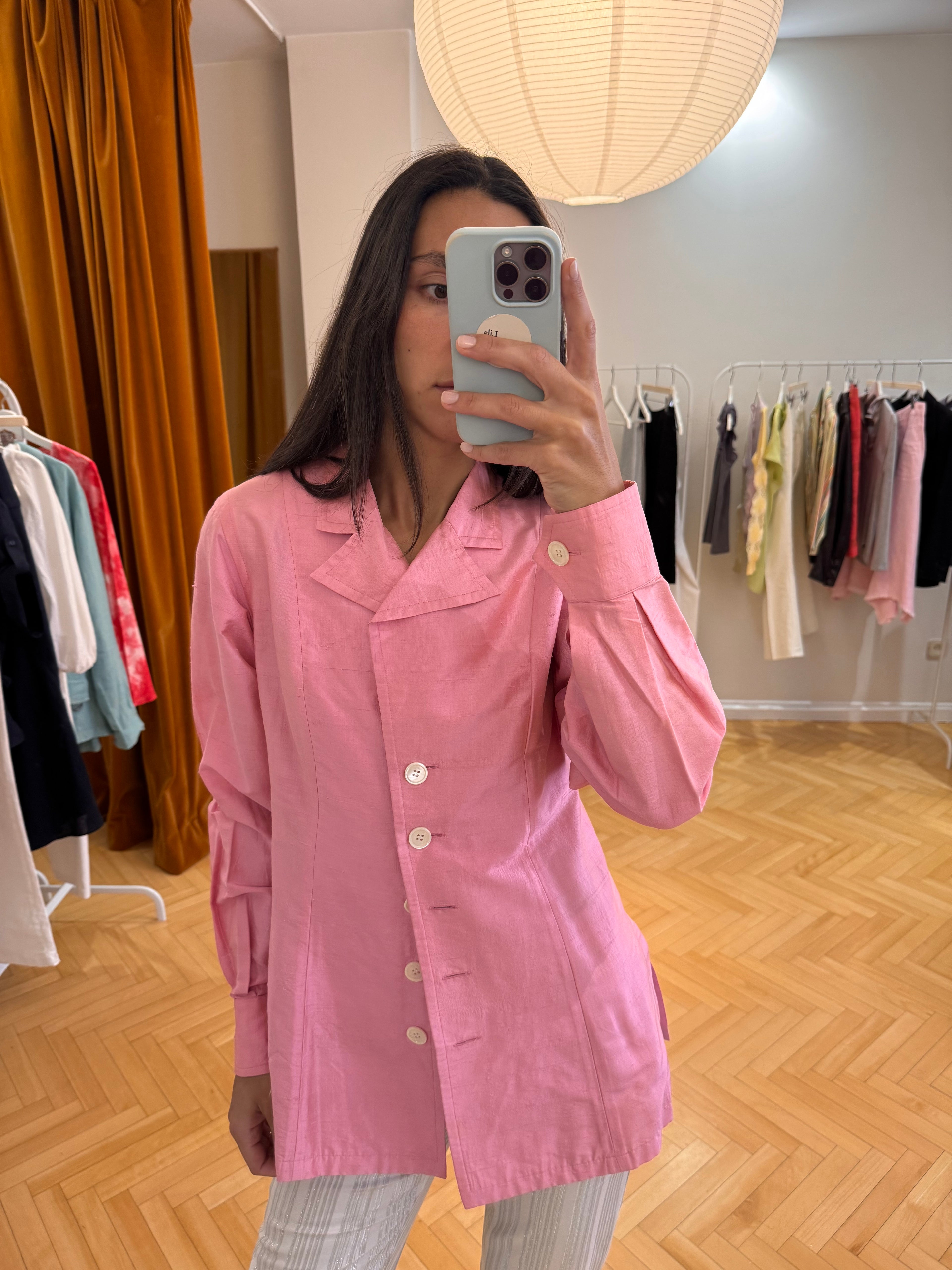 Wild silk bright pink shirt