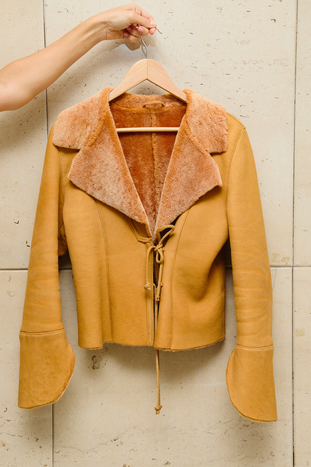 Apricot shearling jacket