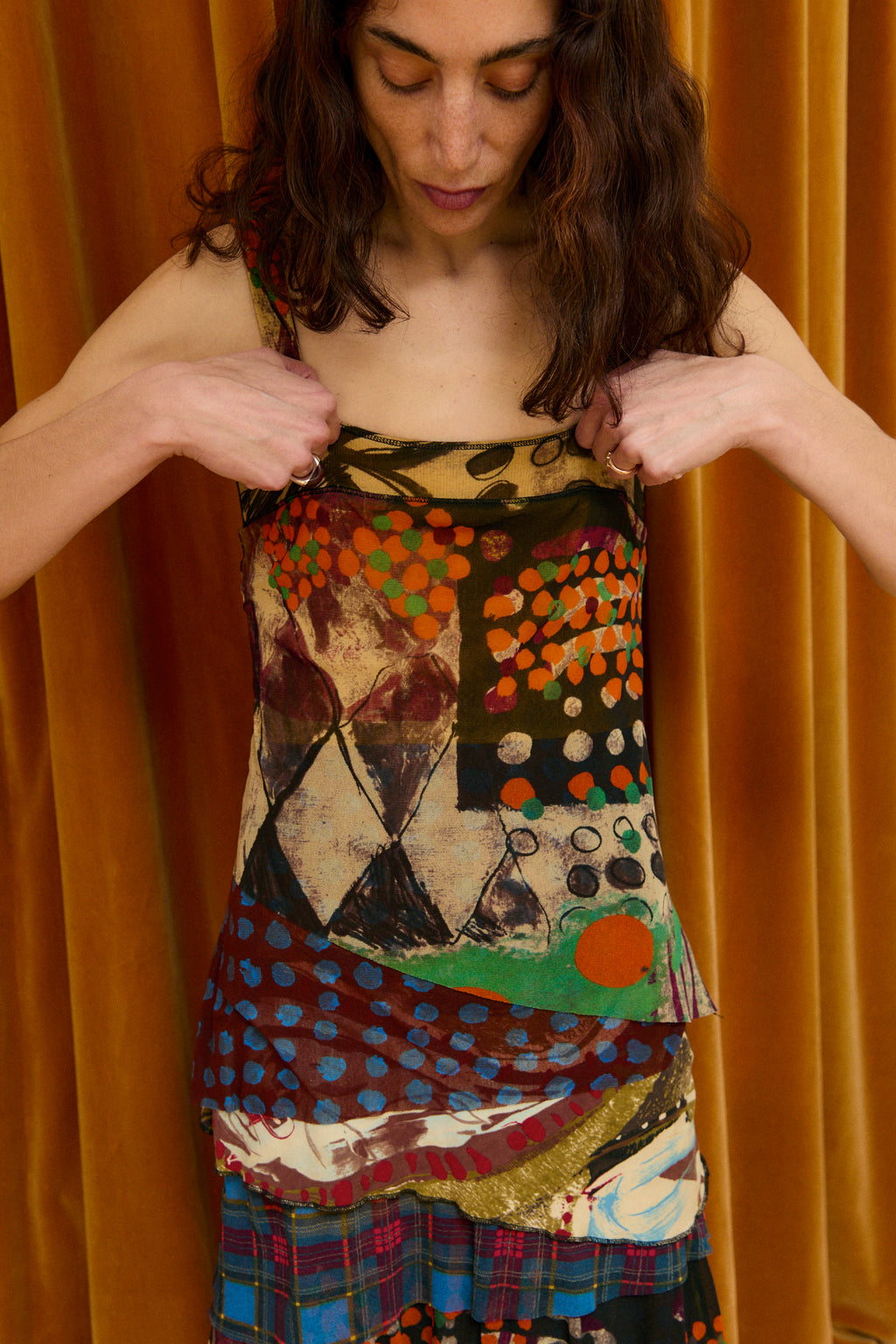 Fuzzi patterned mesh dress