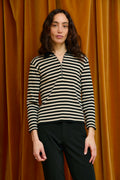 Striped quarter zip top