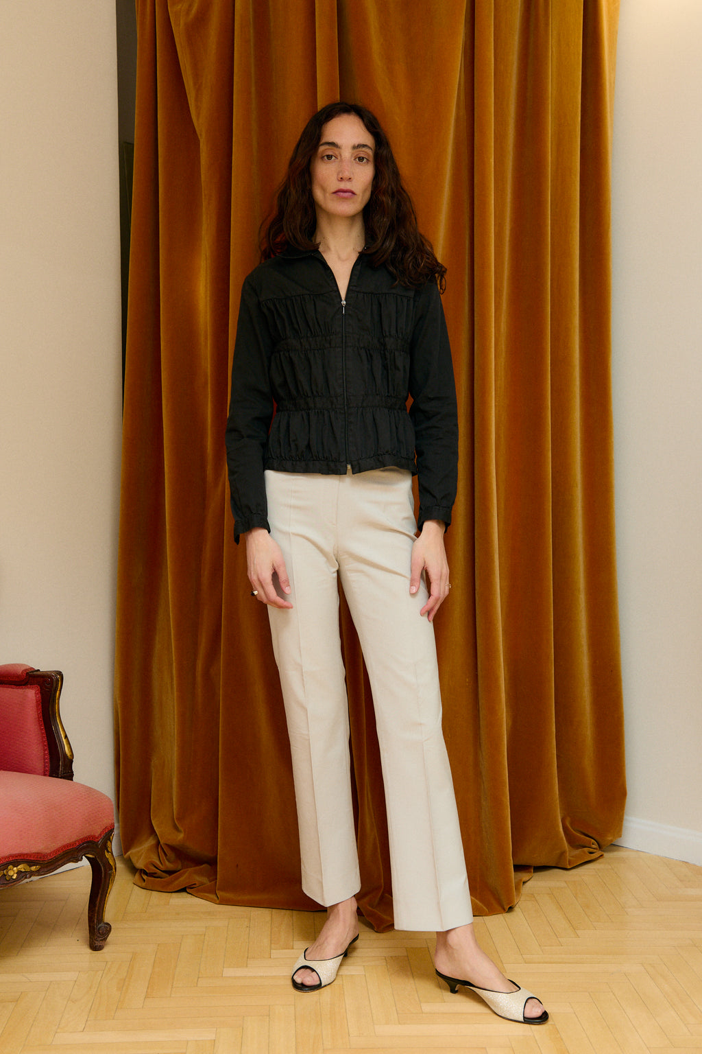 Black drapped shirt