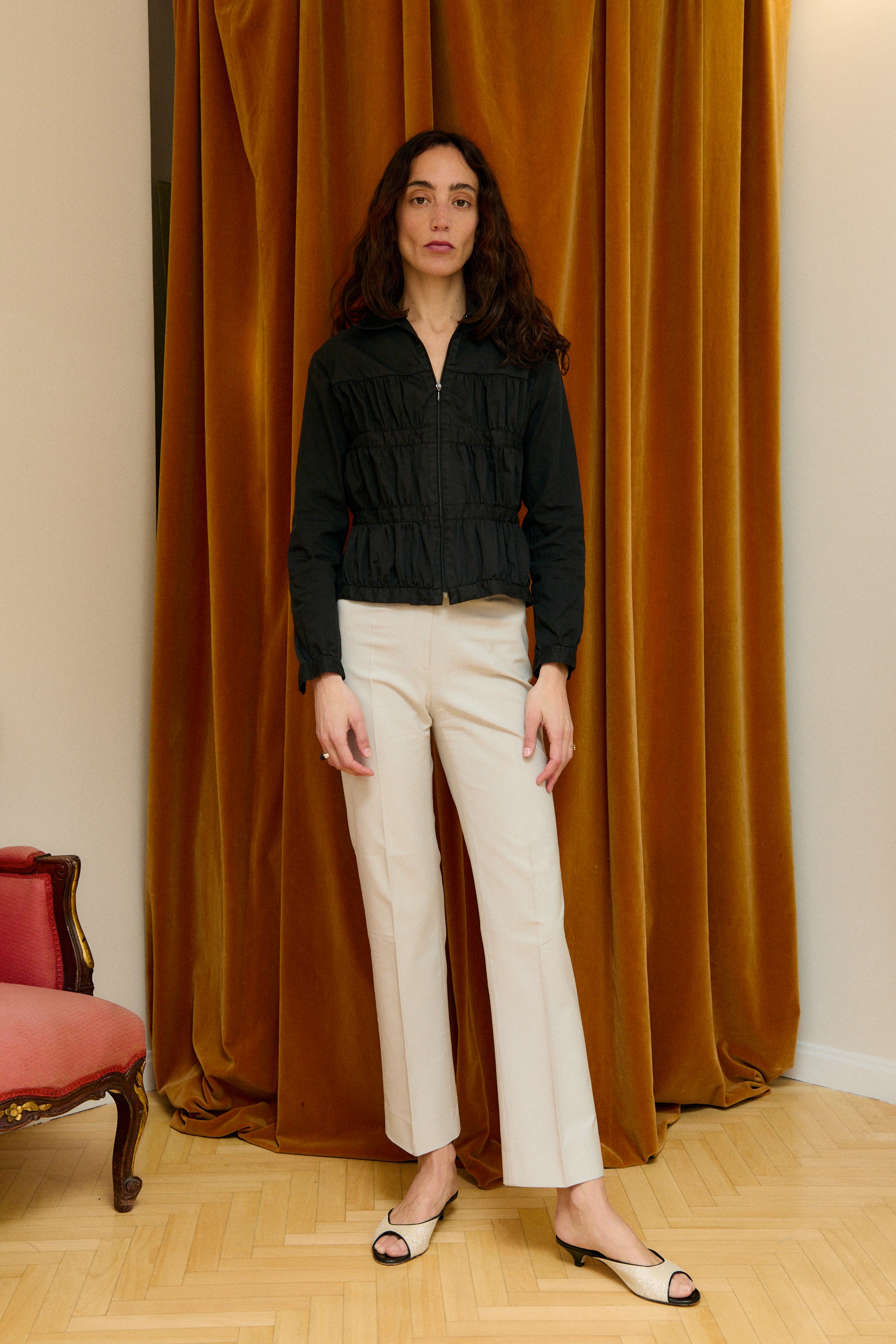 Black drapped shirt
