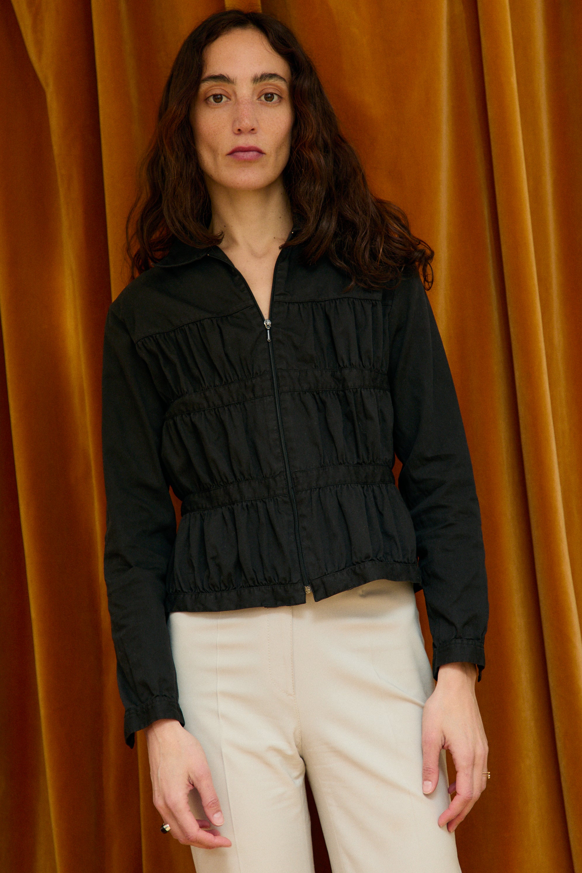 Black drapped shirt