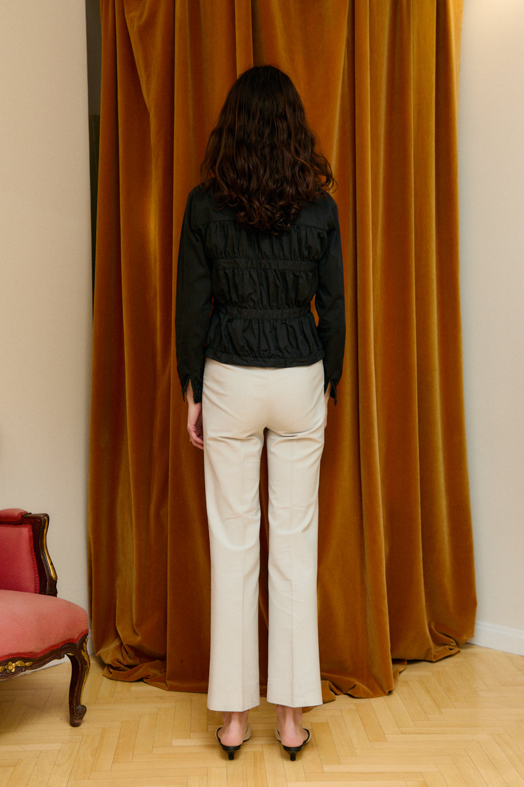 Black drapped shirt