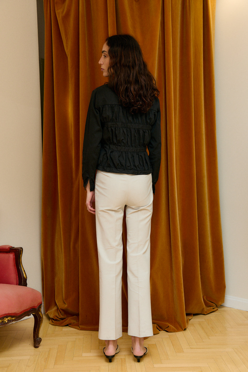 Black drapped shirt
