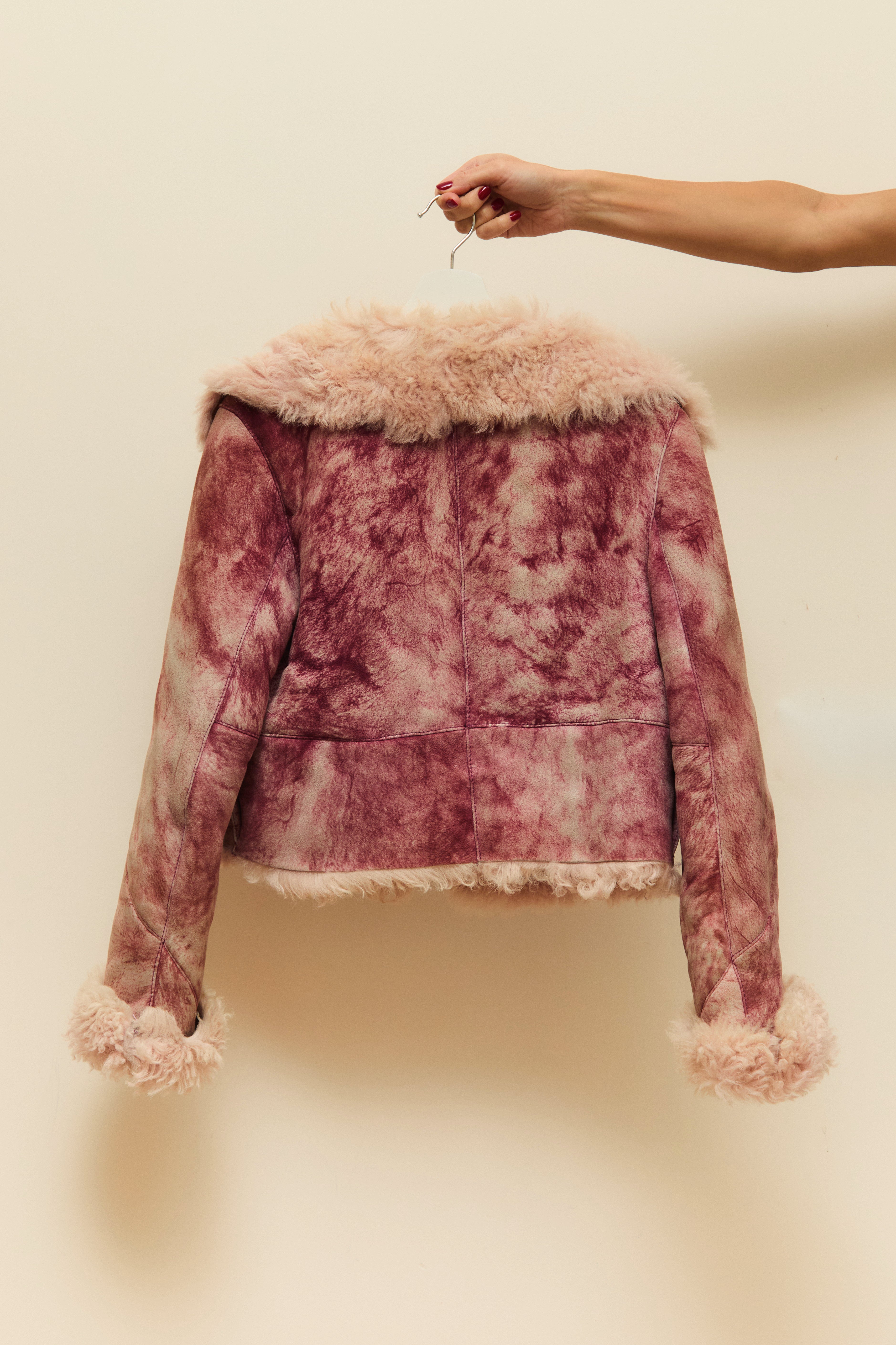Iconic pink shearling jacket