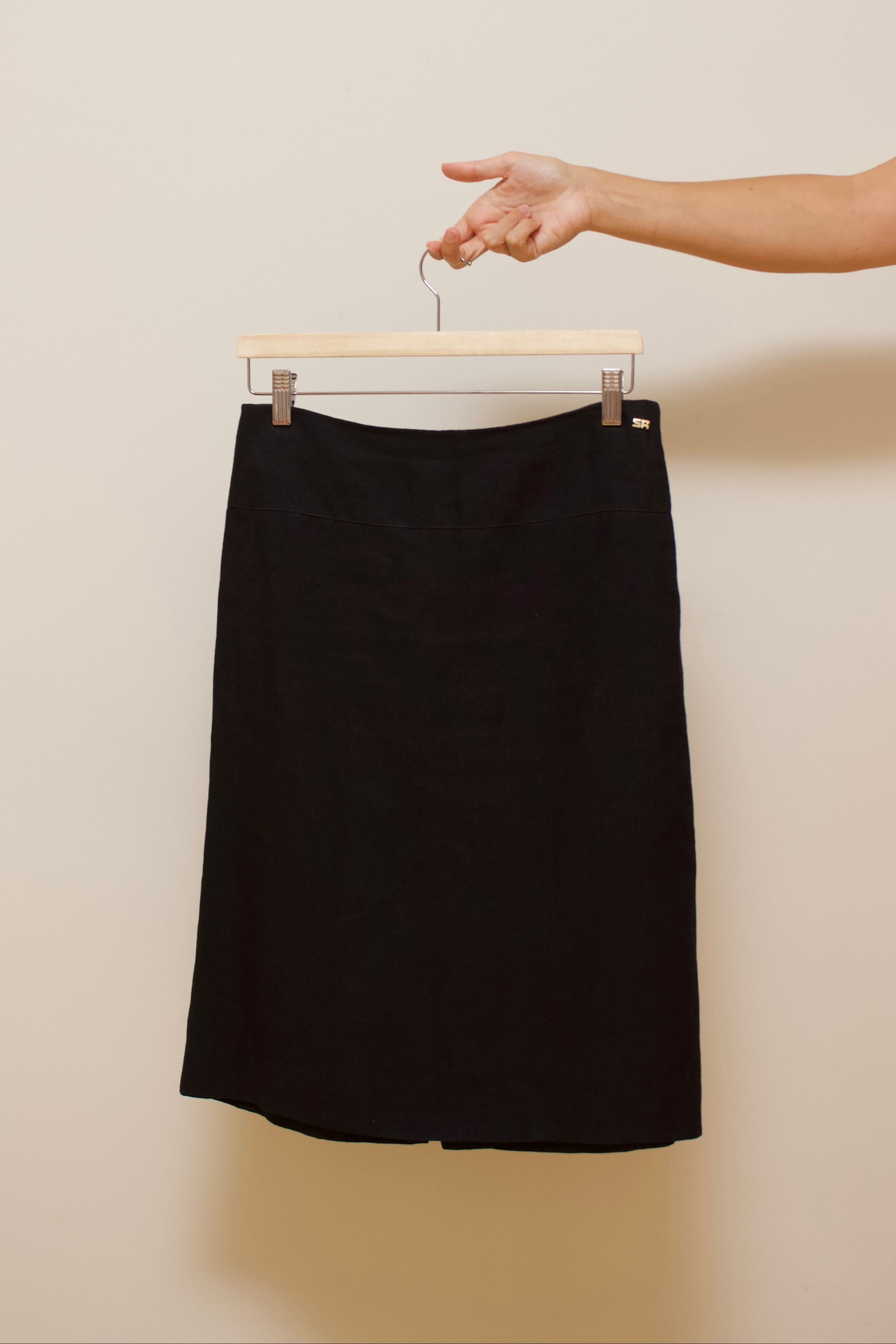 Linen A-line midi skirt
