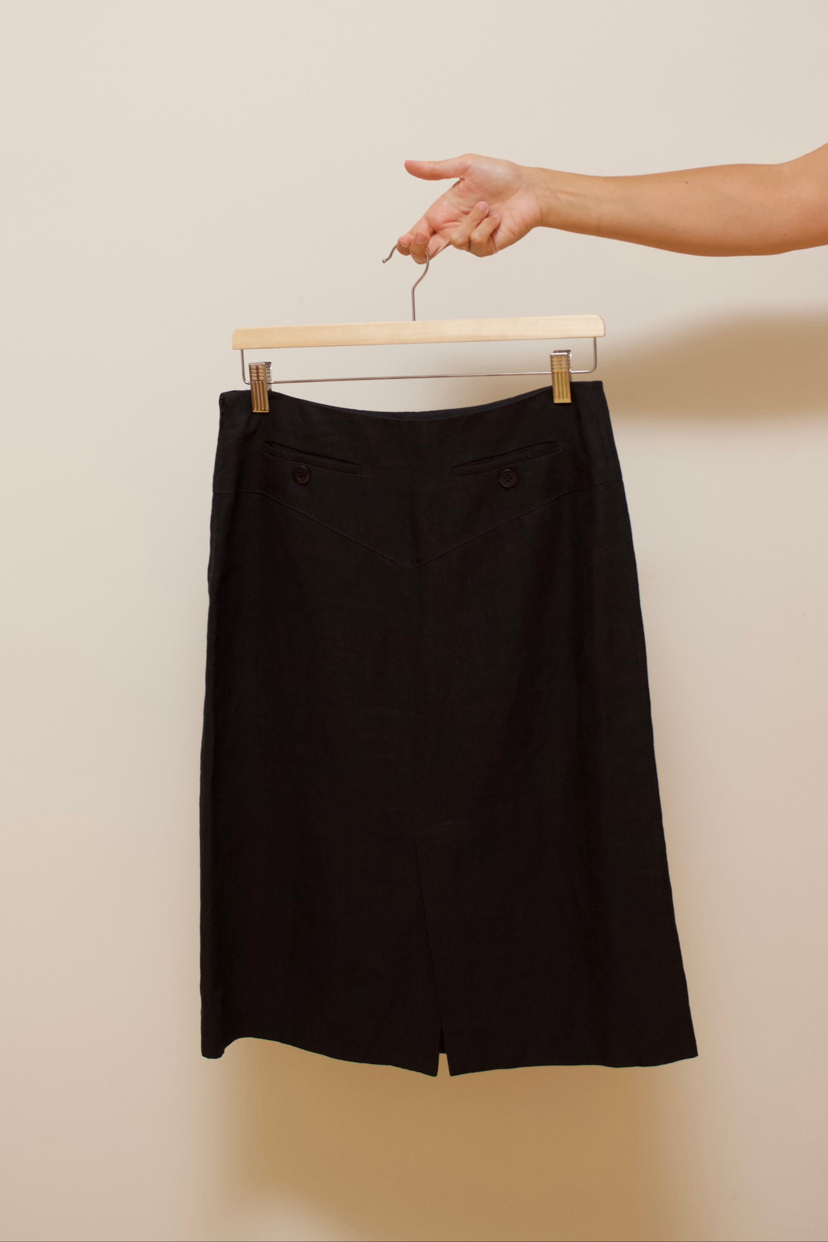 Linen A-line midi skirt