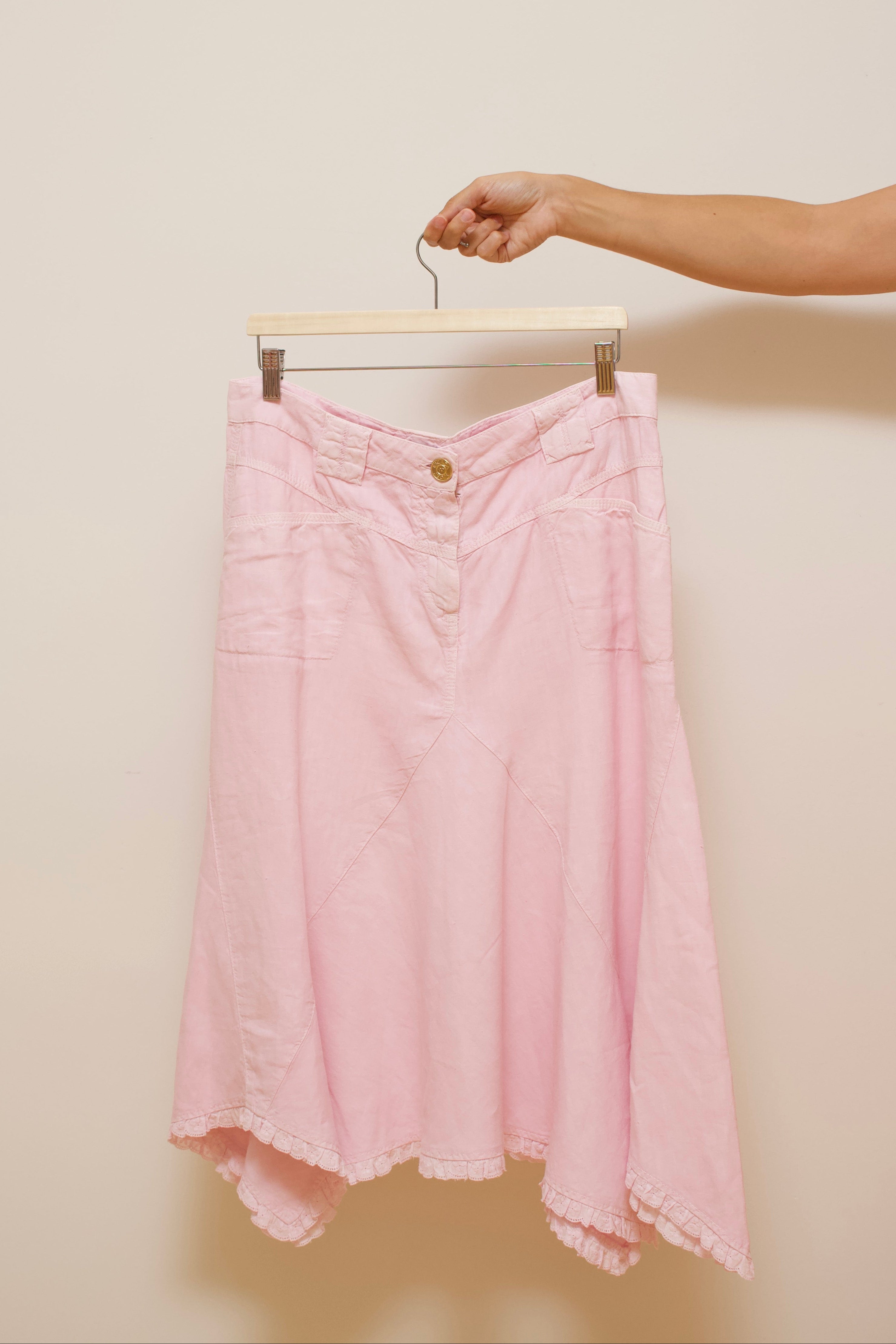 Flowy linen midi skirt