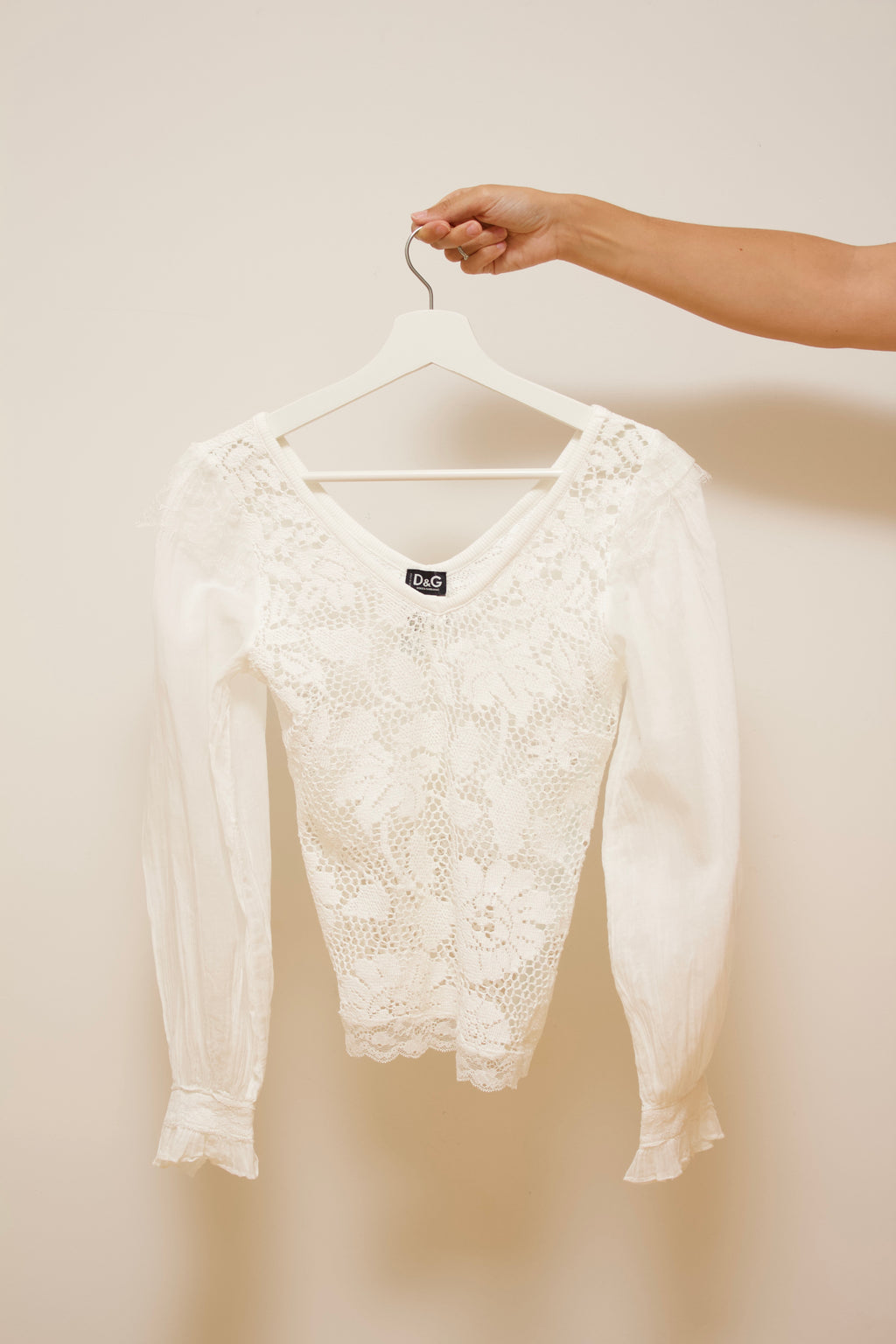 Crochet lace cotton blouse