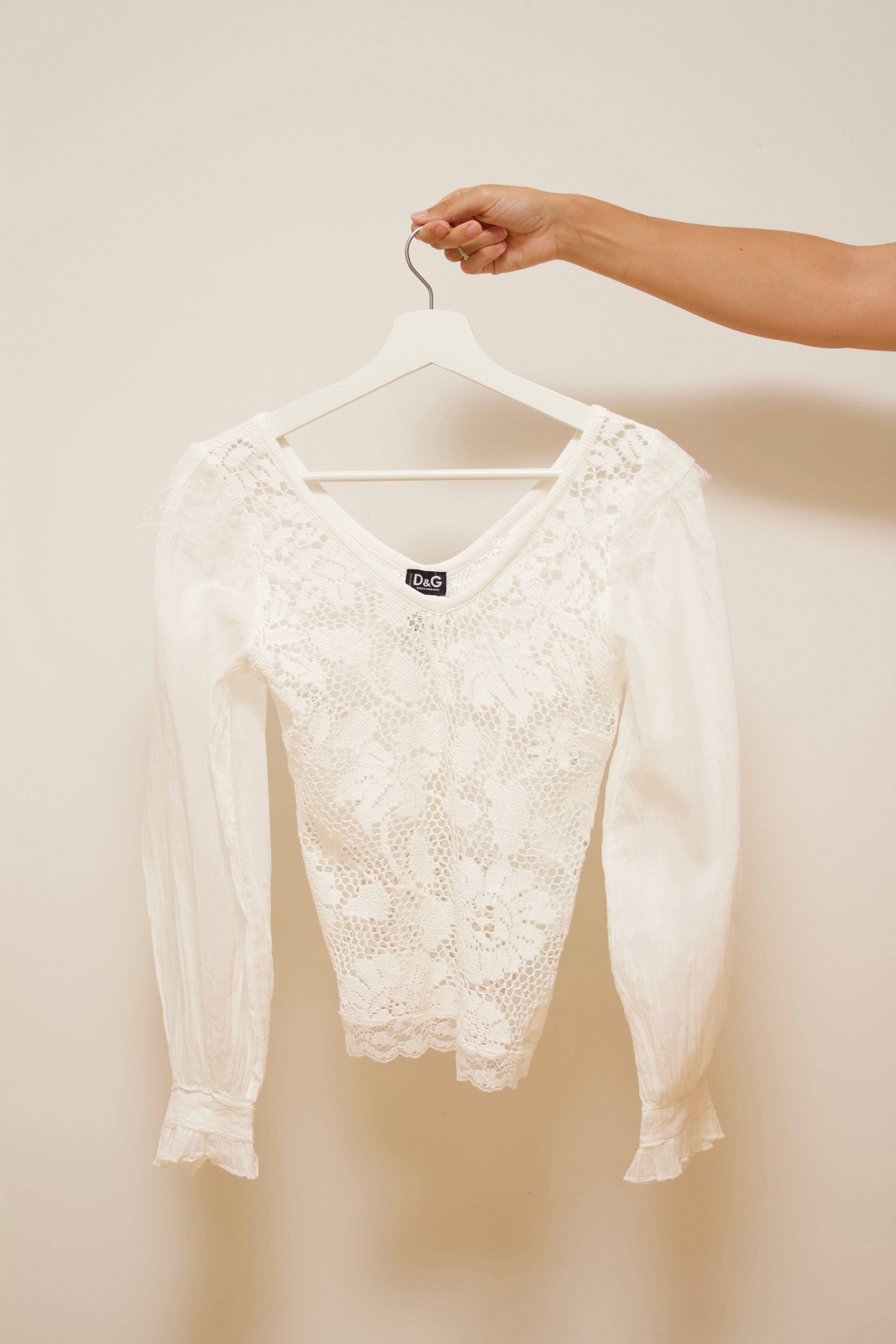 Crochet lace cotton blouse