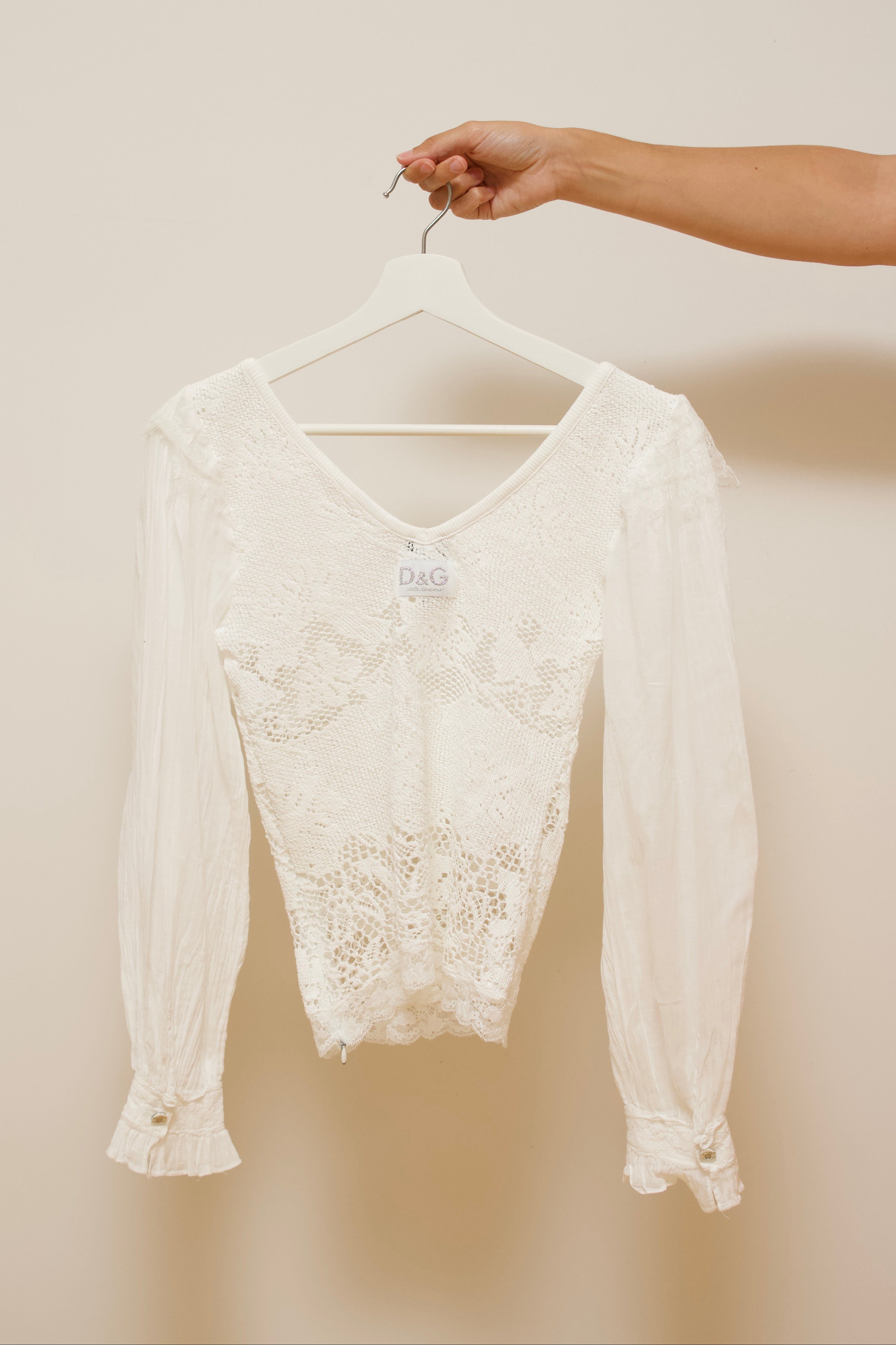 Crochet lace cotton blouse
