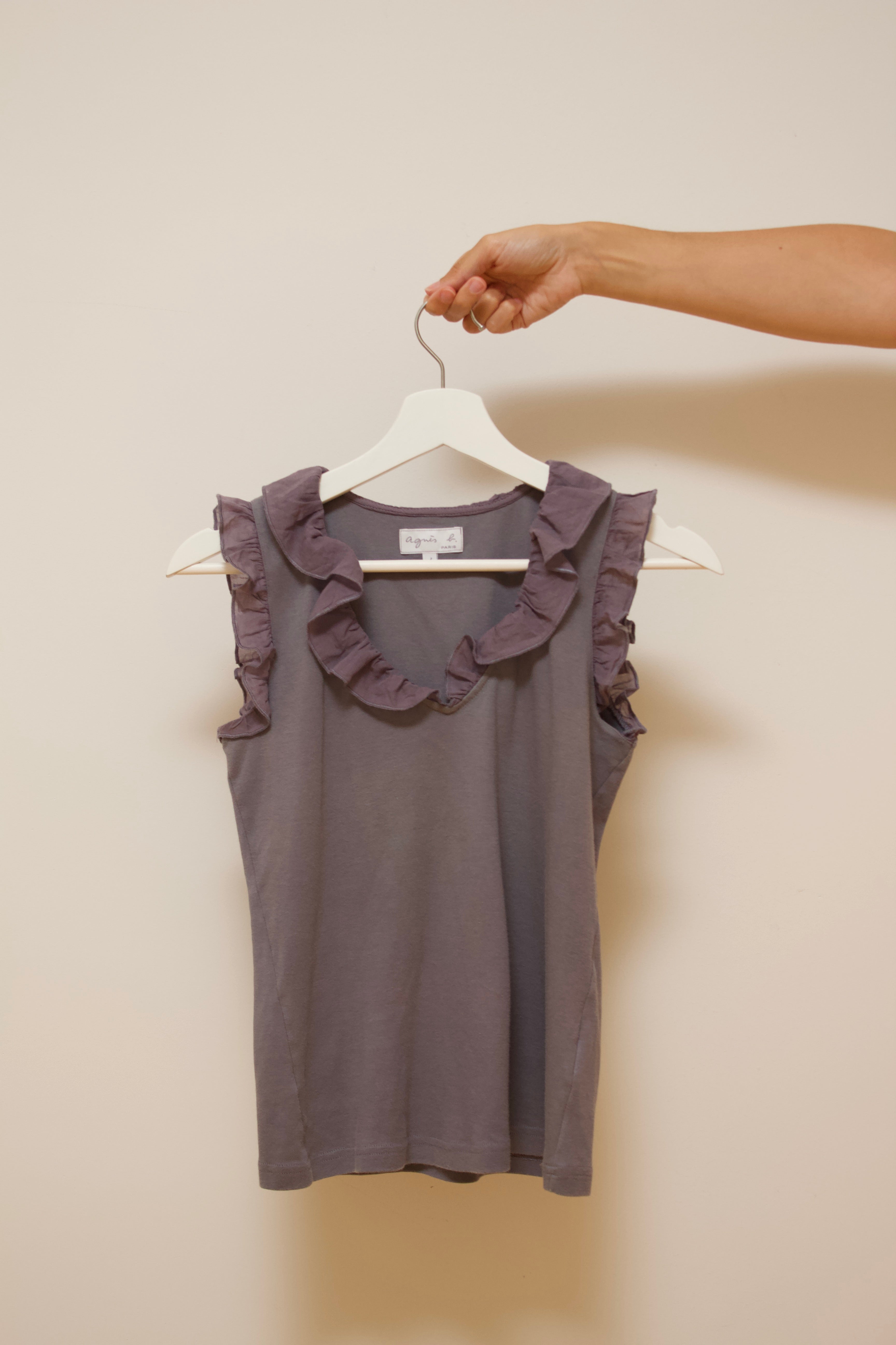 Cotton sleeveless ruffle top