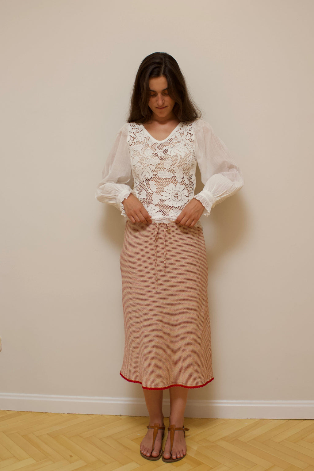 Silk midi skirt