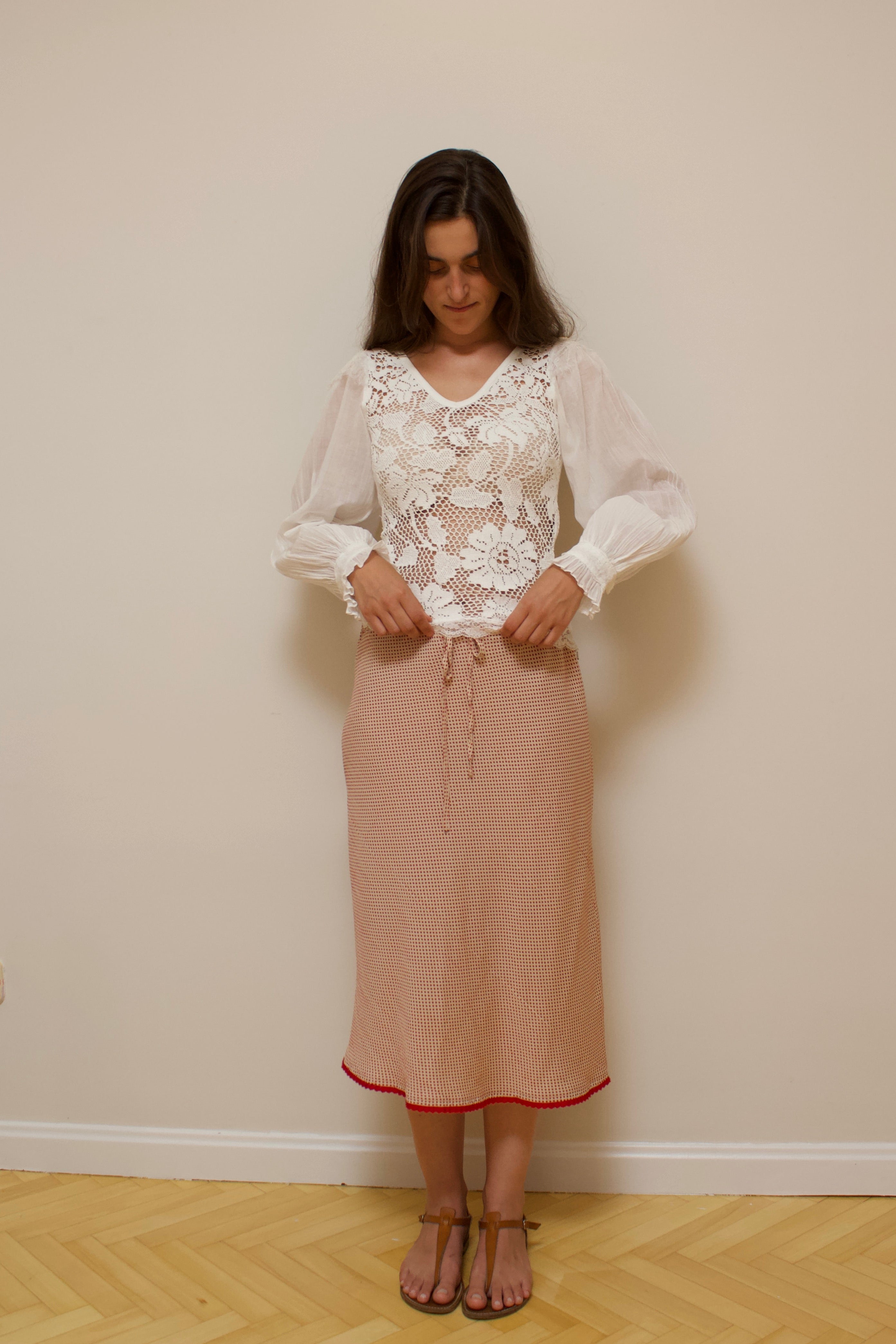 Silk midi skirt