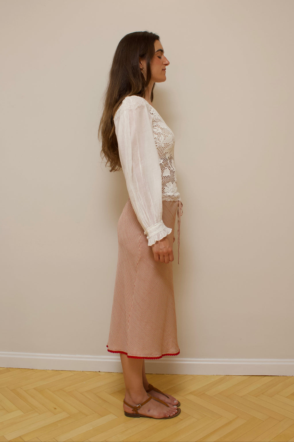 Silk midi skirt